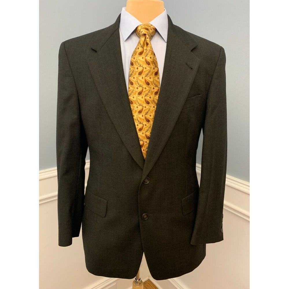 Hart Schaffner Marx Wool Twill Blazer Mens 40R Jacket Plaid Windowpane Sportcoat